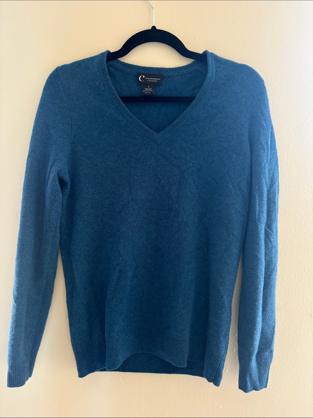 Teal V-Neck Cashmere Sweater